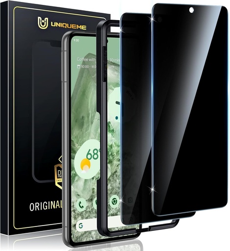 UniqueMe Pachet de 2 sticla securizata pentru Google Pixel 8 Anti Spy, protectie completa pentru ecran de confidentialitate cu kit de instalare, folie de protectie pentru sticla