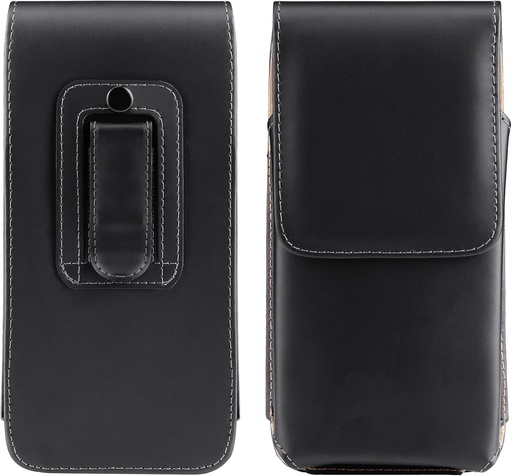 kwmobile Husa pentru curea pentru telefoane mobile cu clema pentru curea - 17,2 x 8 cm Husa pentru curea din piele artificiala cu bucla neagra