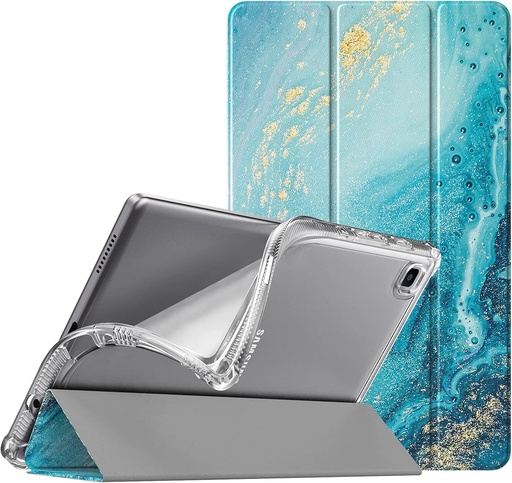 Husa TiMOVO compatibila cu Samsung Galaxy Tab A7 Lite 8.7 2021 Release (SM-T220 / T225 / T227), husa de protectie moale TPU cu capac din spate translucid, suport pliabil pentru husa subtire