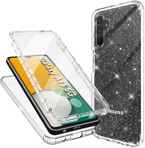 Husa pentru telefon Mosoris pentru Samsung Galaxy A53 5G Husa cu sclipici cu protector de ecran incorporat Husa de protectie rezistenta la socuri de 360 ​​de grade Bumper din silicon moale Sclipici transparent Husa subtire flexibila TPU pentru Samsung A53
