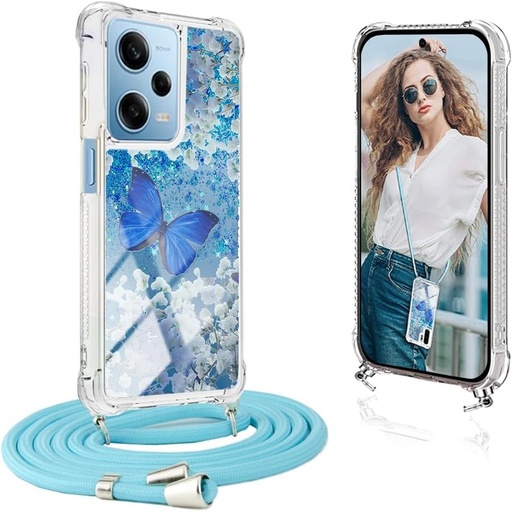 Ptny Husa pentru telefon mobil Xiaomi Redmi Note 12 5G cu curea, nisipuri mobilier cu sclipici Husa pentru telefon mobil Xiaomi Redmi Note 12 5G cu lant, husa de protectie transparenta anti-soc Husa pentru telefon mobil Xiaomi Redmi Note 12 5G cu curea