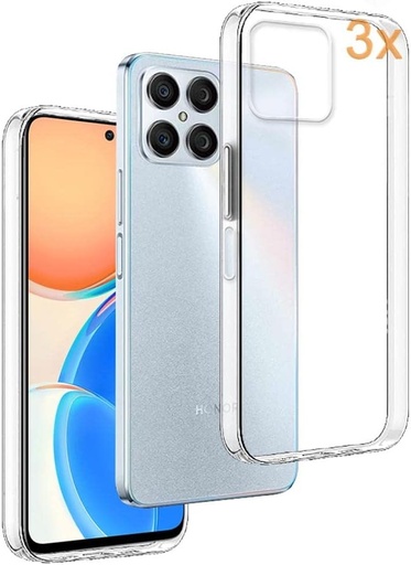 REY Pack 3X Husa transparenta din gel TPU pentru Honor X8 4G, ultra subtire 0,33 mm, moale, flexibila, husa din silicon