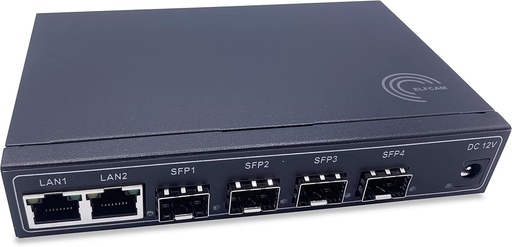 Elfcam(R) - Comutator de fibra optica cu 4 porturi SFP si 2 porturi Gigabit Ethernet 10/100/1000Mbps, Plug & Play negestionat (4 porturi SFP)