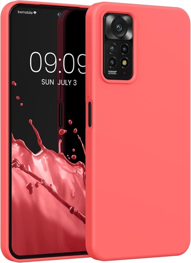 Husa kwmobile Compatibila cu Xiaomi Redmi Note 11 Pro / 11 Pro (5G) / 12 Pro (4G) - Husa din silicon pentru telefon - Suprafata moale - Incarcare fara fir - Coral luminos
