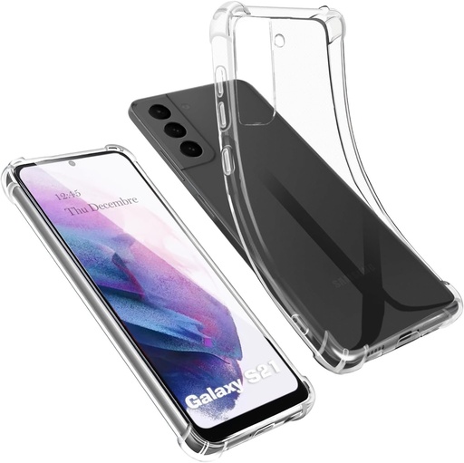 Husa AURSTORE pentru Samsung S21, husa transparenta din silicon TPU moale [bara de protectie cu colturi intarite], protectie transparenta rezistenta la socuri compatibila cu Samsung S21