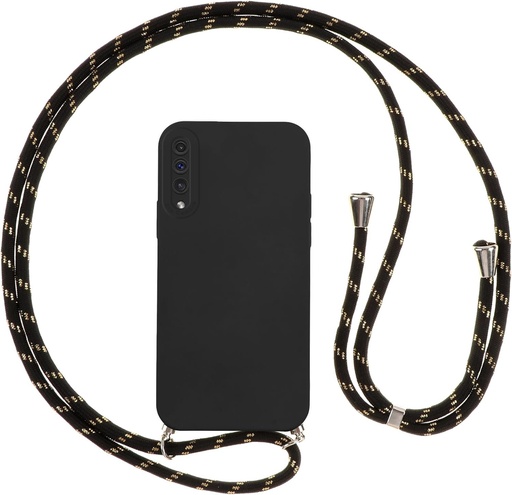 Husa Vauki pentru Samsung Galaxy A50/A50s/A30s cu snur, husa din silicon cu curea pentru gat, husa de protectie ultra-subtire antisoc pentru telefon mobil pentru Samsung A50, neagra