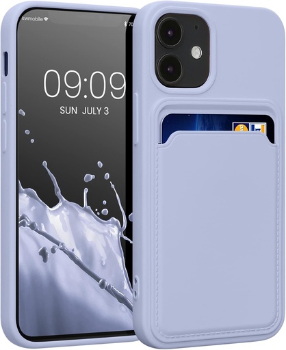 Husa pentru telefon kwmobile compatibila cu Apple iPhone 12 Mini - Husa pentru telefon cu slot pentru card - in culoarea lavanda