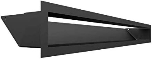 Grila de ventilatie KRATKI AIR | Grila de aer cald 9 x 80 cm | Negru | Grila de evacuare pentru aerisirea semineului | Admisia de aer la un unghi de 45 de grade | Rezistent la supraincalzire