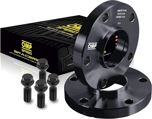 Set OMP Speed ​​​​2 distantiere roti dublu centrat grosime: 15mm PCD: 5x108 CB: 60.1 OD: 139 suruburi x20 M12x1.5 con + 14x1.5 con aluminiu negru - OMPS08501501