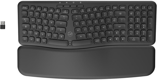 MOBILITY LAB - Tastatura ergonomica fara fir cu suport magnetic pentru incheietura mainii - Design confortabil si postura naturala - Inclinare reglabila - Tastatura numerica + 16 comenzi rapide - Compatibil Windows