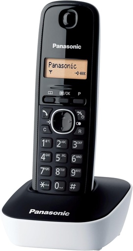 Telefon digital fara fir Panasonic KX-TG1611JTW, unitate de baza si receptor unic, ID apelant, durata lunga de viata a bateriei, afisaj LCD, agenda telefonica, memorie de reapelare, ceas cu alarma, alb