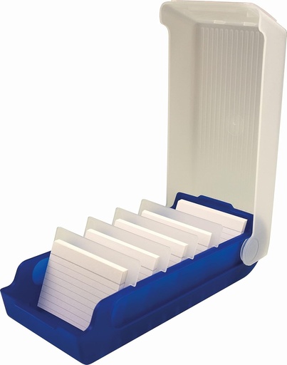 helit H6901130 - Cutie pentru fise ,,the beebox" DIN A7 peisaj, albastru, card si cutie de depozitare