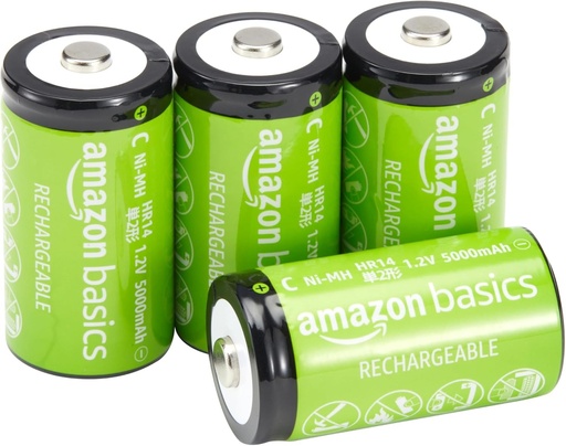Baterii Amazon Basics C-cell 1,2 V (5000 mAh NiMh), pachet de 4