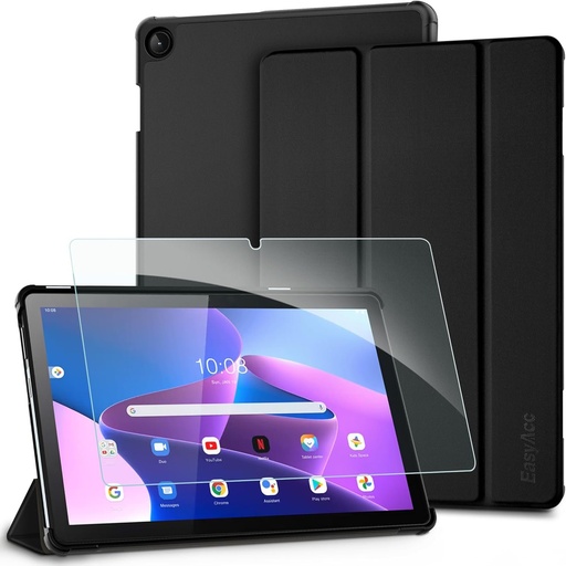 Husa EasyAcc compatibila cu Lenovo Tab M10 a treia generatie 10.1 2022 TB328 cu protector de ecran - Carcasa ultra subtire cu functie de suport Functie de trezire automata a somnului Husa de protectie subtire, stele albastre