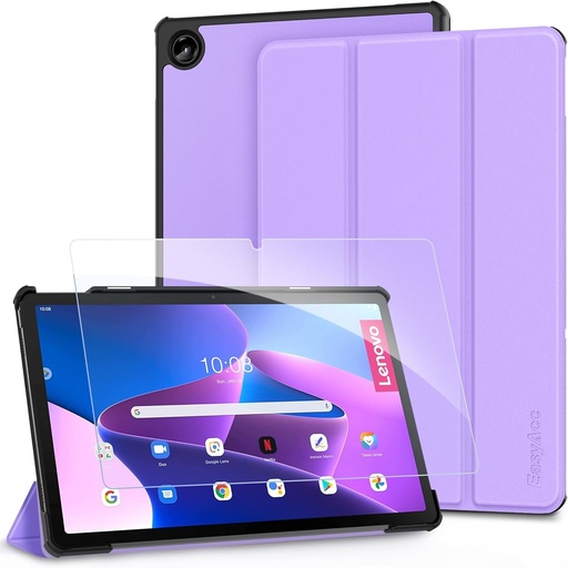 Husa EasyAcc compatibila cu Lenovo Tab M10 Plus (a treia generatie) 10,6 inchi 2022 (TB128XU/TB128FU/TB125FU) + protector de ecran din sticla securizata, negru