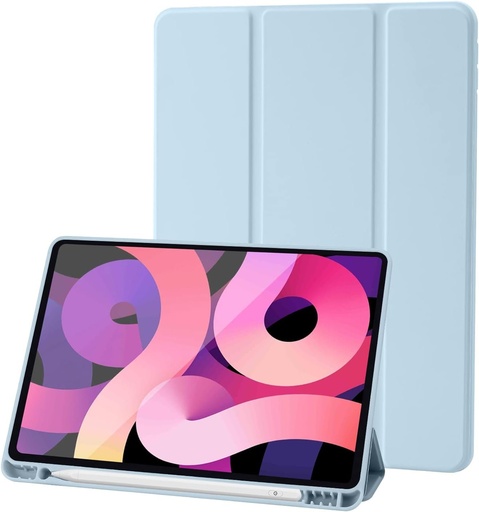 Husa compatibila cu iPad 10,2 inchi 2021/2020/2019, husa iPad a 9-a/8-a/a 7-a generatie cu suport pentru creion, Auto Sleep/Wake si husa din spate moale TPU, albastru deschis