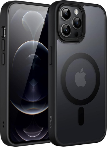 Husa magnetica JETech pentru iPhone 12 Pro Max 6,7 inchi compatibila cu MagSafe, husa mata translucida pentru telefon Husa din spate husa subtire, rezistenta la socuri (negru)