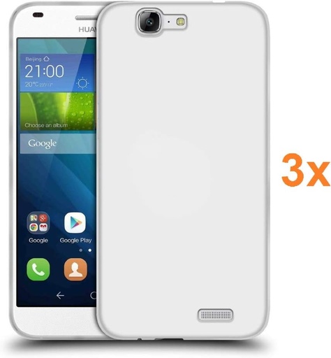 REY Pack 3X Husa transparenta din gel TPU pentru Huawei Ascend G7, ultra subtire 0,33 mm, moale, flexibila, husa din silicon