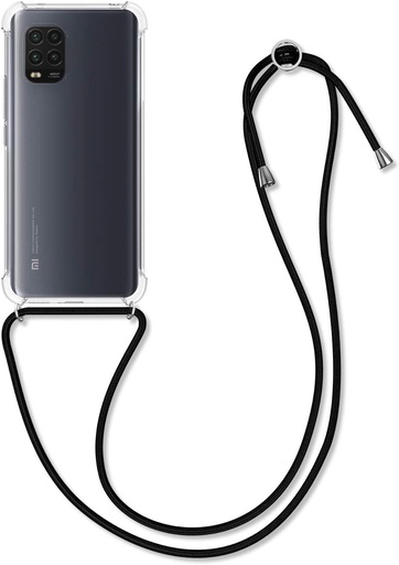 Husa kwmobile compatibila cu husa Xiaomi Mi 10 Lite (5G) - Husa din spate din silicon TPU - Protectie smartphone cu cordon - Negru/Transparent