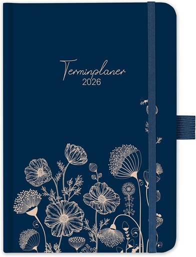 Planificator de intalniri 2025 - Calendar de intalniri 2025, planificator saptamanal 2025 din ianuarie pana in decembrie 2025, planificator de intalniri A5 cu buzunar, calendar 2025 calendar carte, floare
