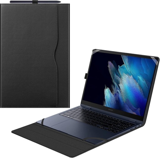 Husa Fintie pentru Samsung Galaxy Book 5/4 360&Book 4 de 15,6 inchi - Husa de protectie Premium Folio cu sloturi pentru documente, neagra