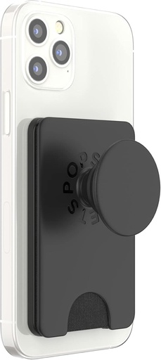 PopSockets: PopWallet+ pentru MagSafe - Suport pentru card cu PopTop integrat interschimbabil pentru smartphone-uri si huse - Negru
