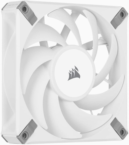 Corsair AF120 ELITE, Ventilator cu rulment de fluid PWM de 120 mm de inalta performanta cu tehnologie AirGuide (zgomot redus, suport pentru modul zero RPM) Pachet unic - alb