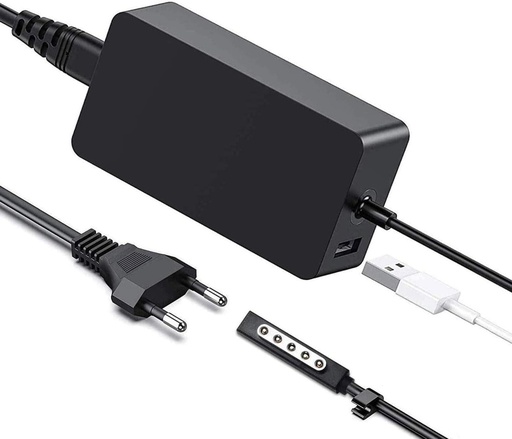 AUKEH Surface Pro incarcator 2,48 W 12 V 3,6 A Adaptor de alimentare pentru Microsoft Surface RT/2, Surface Pro 1/Surface Pro 2 1536 cu port USB si prelungitor de alimentare...