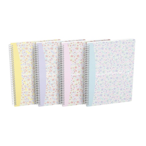 Caiet OXFORD Floral B5 Lined 7mm Marginat 120 de pagini Coperta completa pentru carduri Culori asortate
