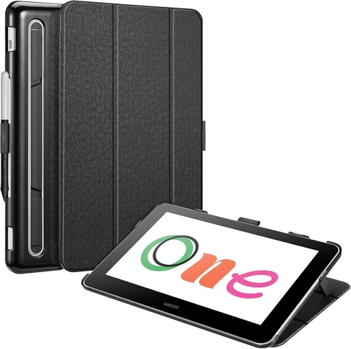 Husa Fintie pentru Wacom One Creative Pen Display de 13,3 inchi, suport trifold Husa de protectie usoara SlimShell pentru tableta Wacom One de desen de 13,3 inchi, negru