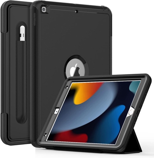 Husa DAORANGE pentru iPad 9/8/7 generatie 10,2 inchi, husa rezistenta la socuri cu suport pentru stylus, husa inteligenta cu repaus/ trezire automata pentru iPad 10,2 2021/2020/2019 (negru)
