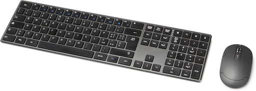 Mouse fara fir reincarcabil Amazon Basics, tastatura de dimensiune completa ultra-subtire, silentioasa, cu tastatura numerica, negru