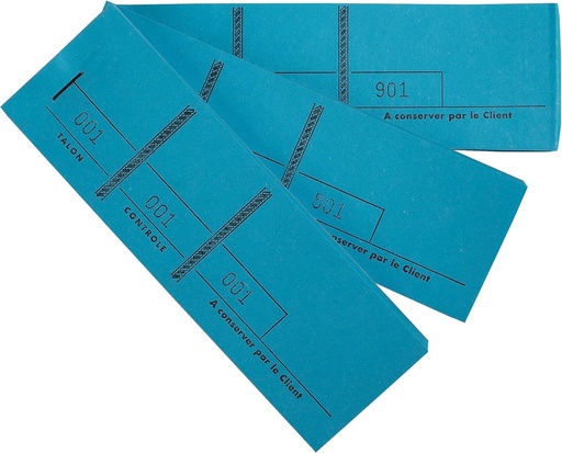 Exacompta - Ref. 96402E - Pachet 10 tampoane pentru evenimente, expozitii, targuri, loterie, tombole - 100 coli detasabile 3 cupoane numerotate - Dimensiune 4,8 x 15 cm - Albastru
