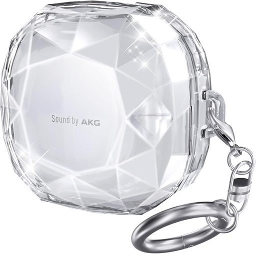 AHASTYLE Husa Crystal pentru Samsung Galaxy Buds Live, Galaxy Buds Pro, Galaxy Buds 2, Galaxy Buds 2 Pro, husa de protectie din plastic dur rezistenta la socuri cu breloc (transparenta)