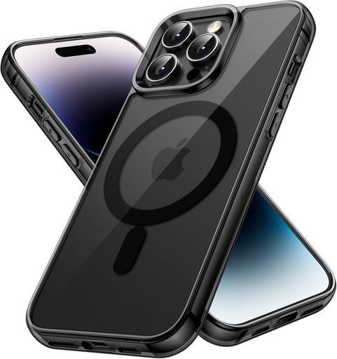 Husa magnetica JETech pentru iPhone 14 Pro Max 6,7 inci, compatibila cu incarcarea fara fir MagSafe, husa pentru telefon rezistenta la socuri, spate transparent rezistent la zgarieturi (marine)