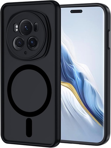 Husa XTCASE pentru Honor Magic 6 Pro 5G magnetica compatibila cu MagSafe, husa mata minimalista translucida, husa din spate dur PC anti-zgarieturi + bara de protectie TPU rezistenta la socuri - negru