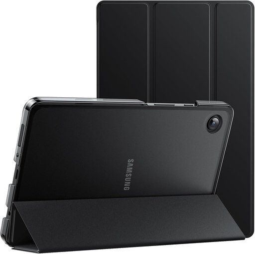 Husa JETech pentru Samsung Galaxy Tab A9 de 8,7 inchi 2023, husa de protectie subtire pentru tableta cu suport foliar cu spate translucid in trei pliuri (negru)