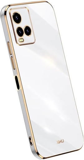 Husa din silicon Topme pentru Vivo Y21 / Vivo Y21s / Vivo Y33s 4G (6,51 inchi), [Husa pentru telefon in stil Golden Edge] - Alba