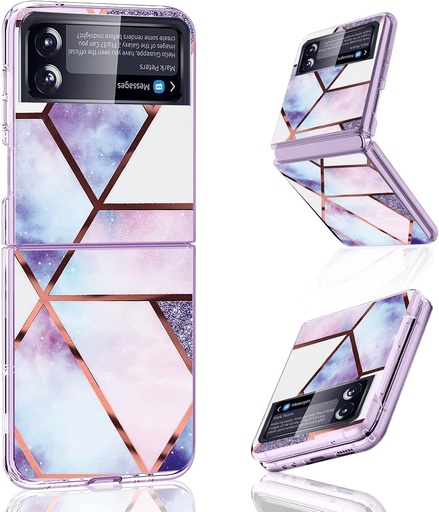 Husa 18eay Z Flip3 5G, husa transparenta din silicon TPU cu model de marmura pentru Samsung Galaxy Z Flip 3