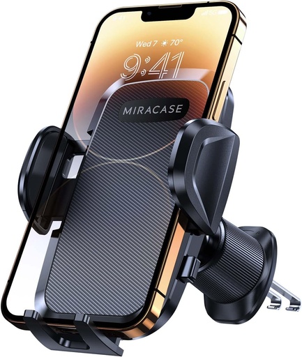 Suport telefon auto Miracase [carlig metalic dublu] stabil si robust, reglabil la 360 de grade, suport universal pentru telefon auto pentru telefoane inteligente