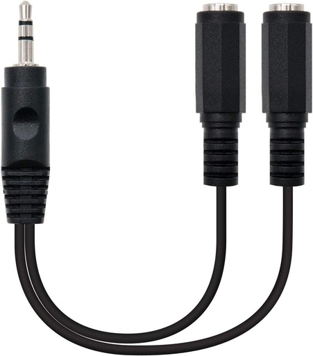 Cablu audio stereo, 2xJack 3.5/H-Jack 3.5/M, negru