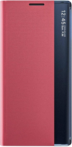 Husa TANYO Smart View pentru Samsung Galaxy Note 20 (5G / 4G), husa cu clapeta premium cu fereastra de vizualizare clara, husa eleganta cu oglinda cu suport pliabil - roz