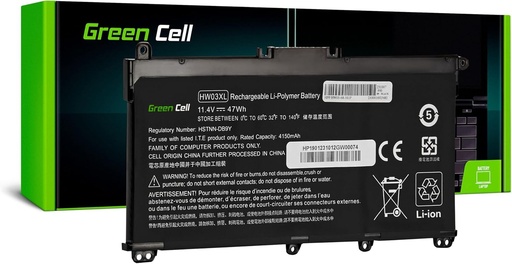 Green Cell HW03XL L97300-005 Baterie per HP 250 G9 255 G8 255 G9 17-CN 17-CP Pavilion 15-EG 15-EG1103NW (4150mAh 11.4V Nero)