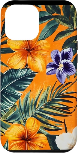 Husa pentru iPhone 12 Pro Max portocaliu cu modele tropicale design polo retro