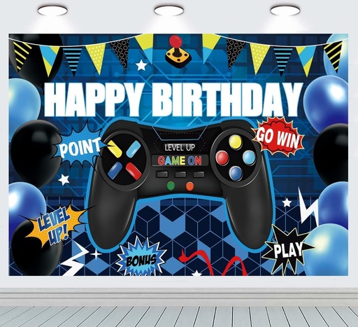 INRUI Joc video Ziua de nastere Foto de fundal Level Up Decoratiuni tematice pentru petreceri pentru jocuri video (7 x 5 ft)