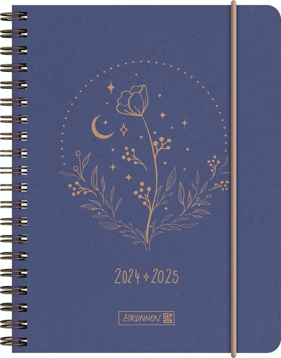 Calendar studentesc BRUNNEN (2024/2025) ,,Floarea lunii", 2 pagini = 1 saptamana, A6, 208 pagini, albastru