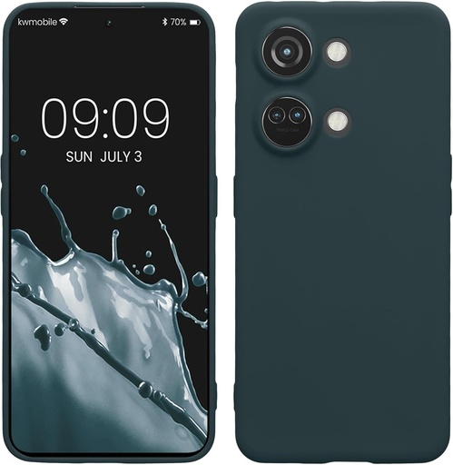 Husa kwmobile compatibila cu OnePlus Nord 3 5G - Husa din spate din silicon TPU pentru smartphone - Protectie cauciucata - Ardezie inchisa