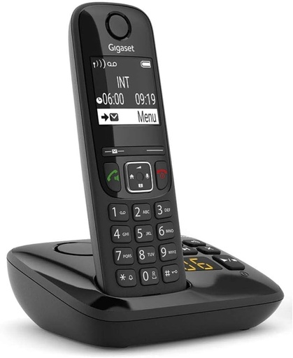 Gigaset AS690A Duo - 2 telefoane DECT fara fir cu robot telefonic - Afisaj cu contrast ridicat - Profiluri de sunet reglabile - Functie hands-free - Nu deranja, negru [versiunea germana]