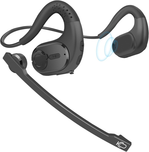 Casti Bluetooth iDIGMALL cu microfon detasabil, casti fara fir cu mai multe puncte cu microfon cu anulare a zgomotului DSP pentru telefon, PC, laptop, casti confortabile si usoare cu ureche deschisa pentru birou, intalnire, munca, acasa, 12 ore