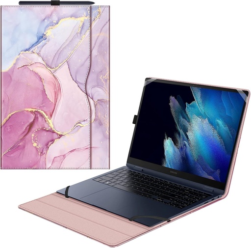 FINTIE G-Marble Etui Portefeuille en Cuir PU pentru Samsung Galaxy Book2 Pro 360 NP950QED/Galaxy NP950XED/Galaxy Book NP950QDB/Galaxy NP950XDB 15,6"